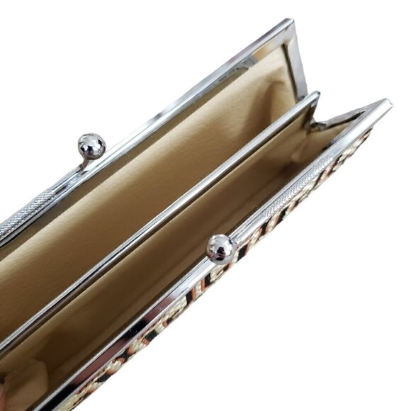 NEW Tapestry Mini Coin Purse Brown Orange Beige Geometric Print - Picture 5 of 8